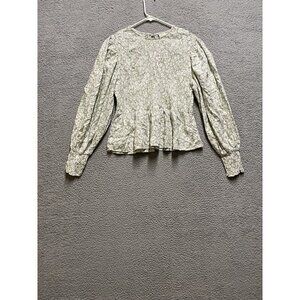 A New Day Sea Foam Green Long Sleeve  Peasant Blouse L
